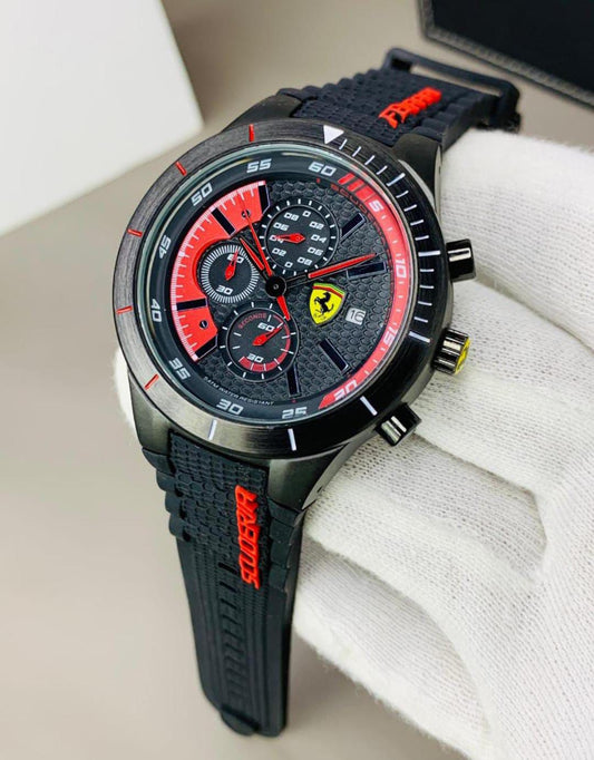 ★FERRARI.Brand★  Analog Water Resistant Heavy Rubber Strap